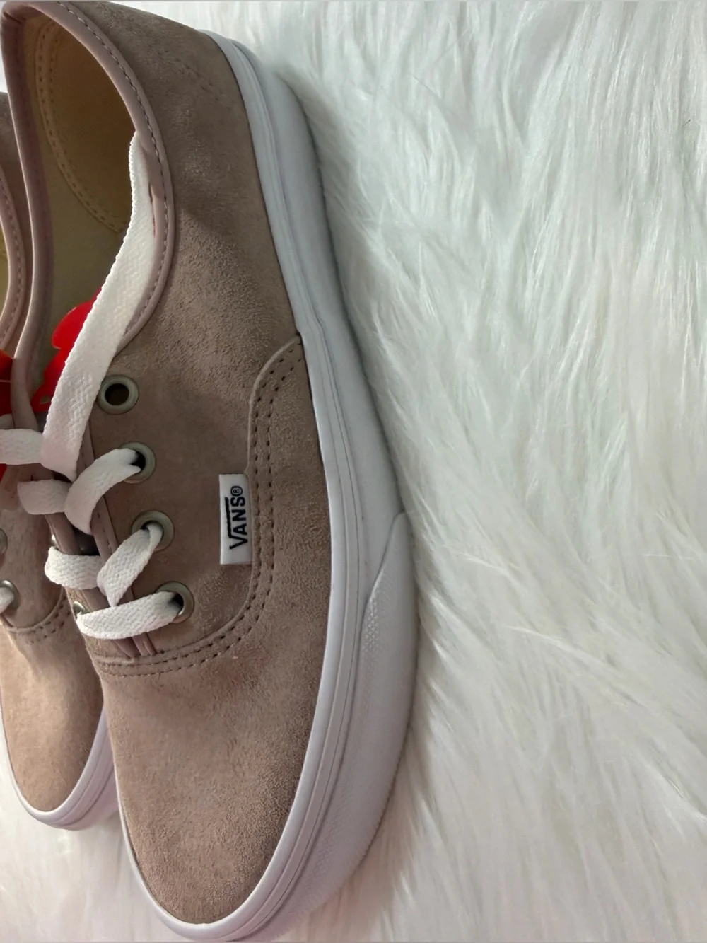 NIB Vans Authentic Suede Lace-Up Platform Sneakers in Dusty Pink and White - Picture 3 of 7